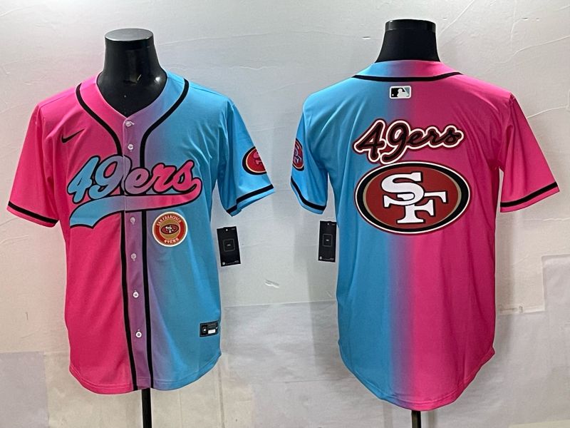 Men 2025 San Francisco 49ers Blank Blue pink Nike Limited NFL Jersey style 02
